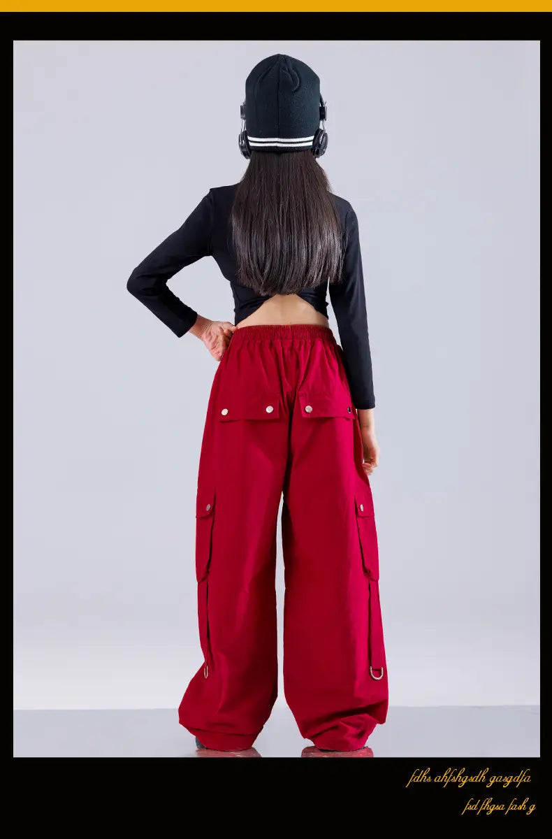 Hip Hop Girls K-pop Fashion Crop Top Street Dance Cargo Pants Plaid Skirts Kids Streetwear Children Jazz Girl Group Clothes Sets