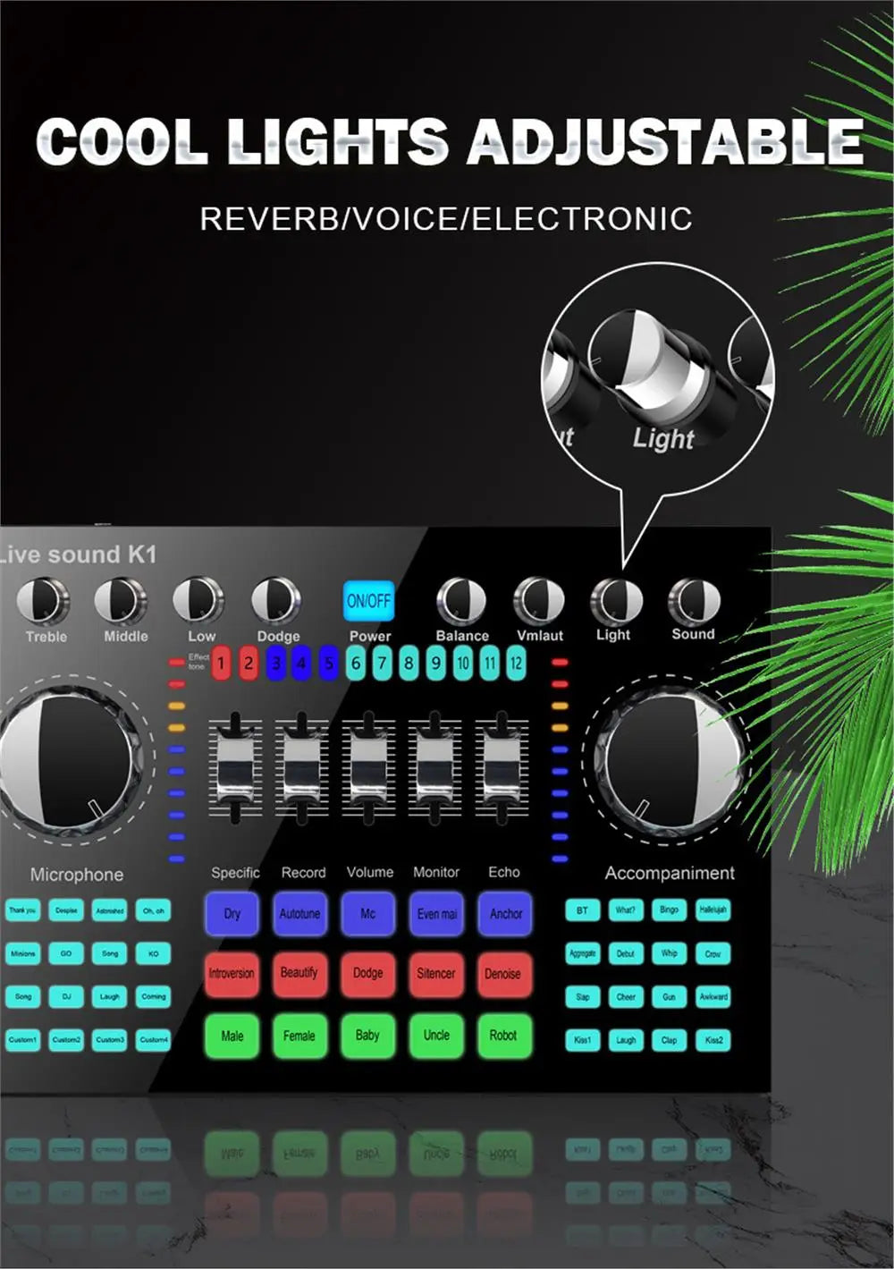 K1 Live Sound Card Portable Internet Celebrity Live Broadcast Special Sound Equipment Universal for Music Recording Karaoke Sing