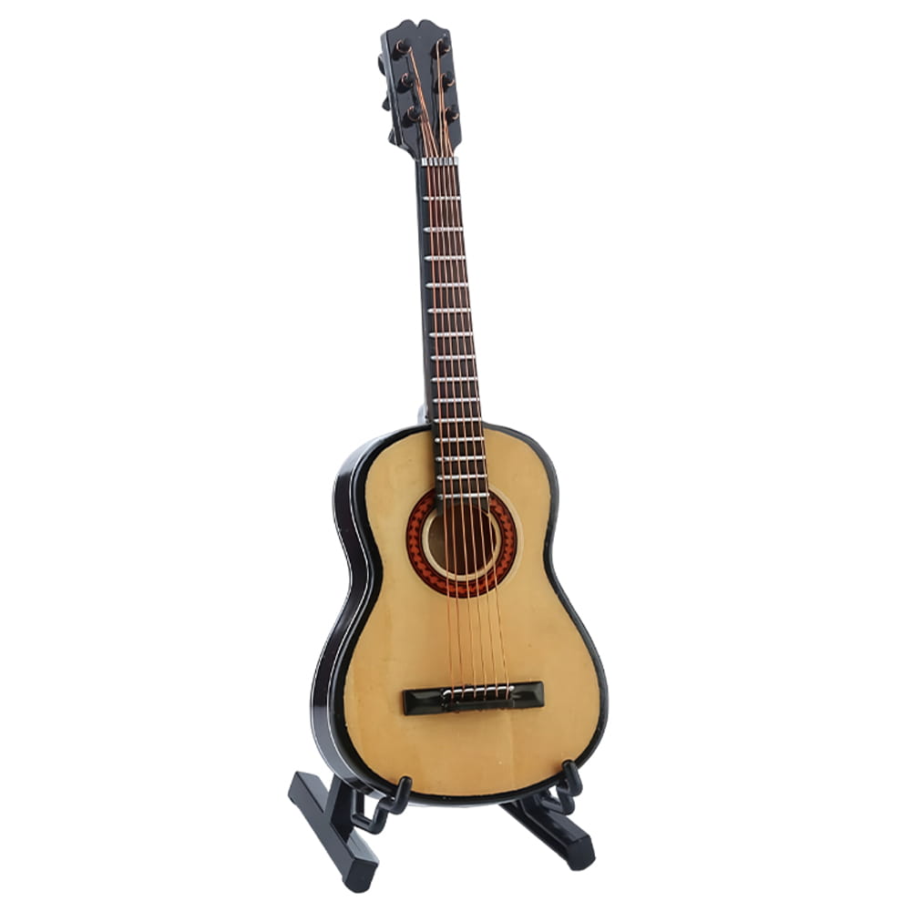 Wooden Miniature Guitar Model with Stand Modern Simple Mini Musical Ornaments Craft Home Desk Decoration for Home Display Decor