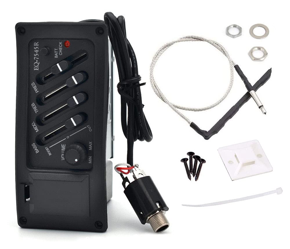 4/5 Band Acoustic Guitar Preamp EQ Equalizer Piezo Pickup Tuner Amplifier