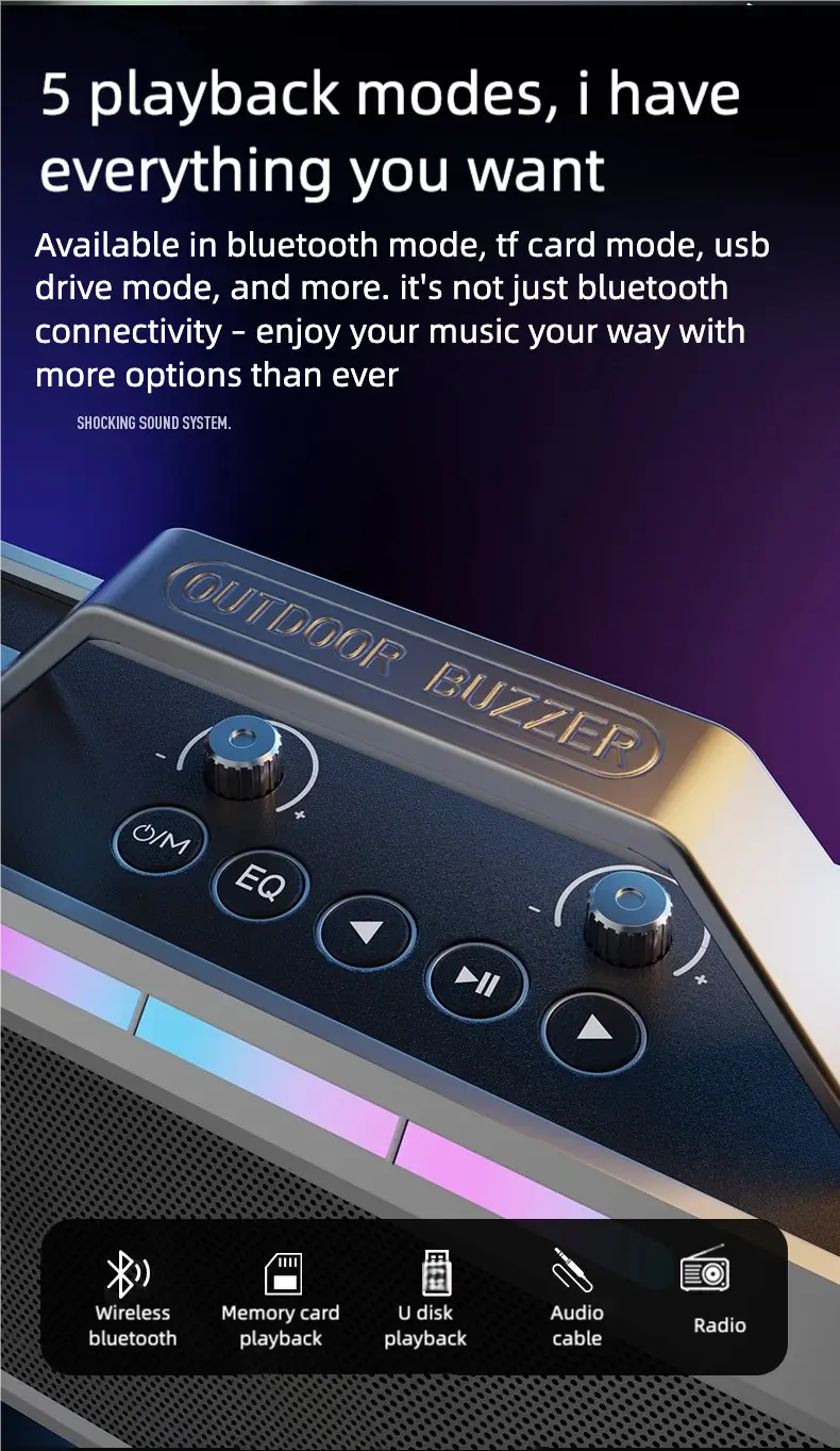 Portable Karaoke Machine with 2 Microphone Three Echo Levels Indoor and Outdoor Modes Deep Bass Supports AUX TF USB
