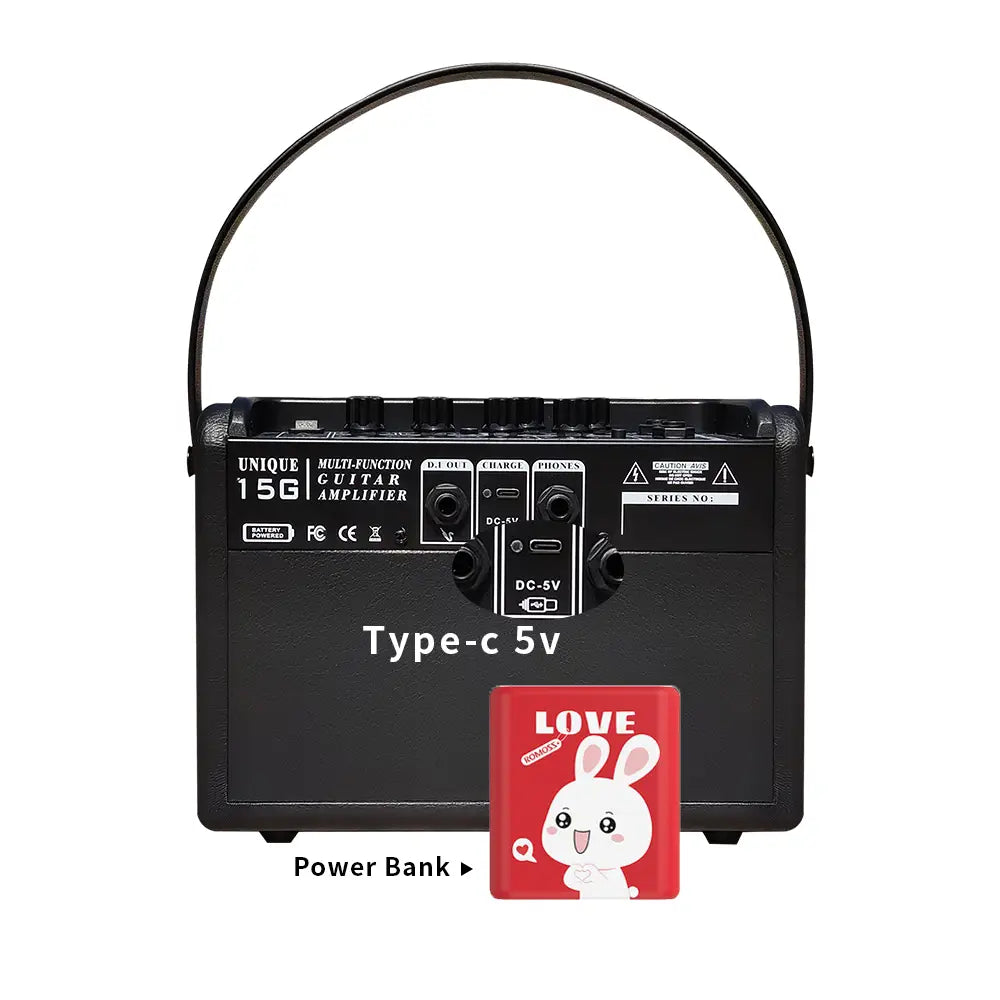 Coolmusic-Stringed Music Instrument Electric Guitar Amplifier Rechargeable 15W Headphone Wireless Connect Distortion