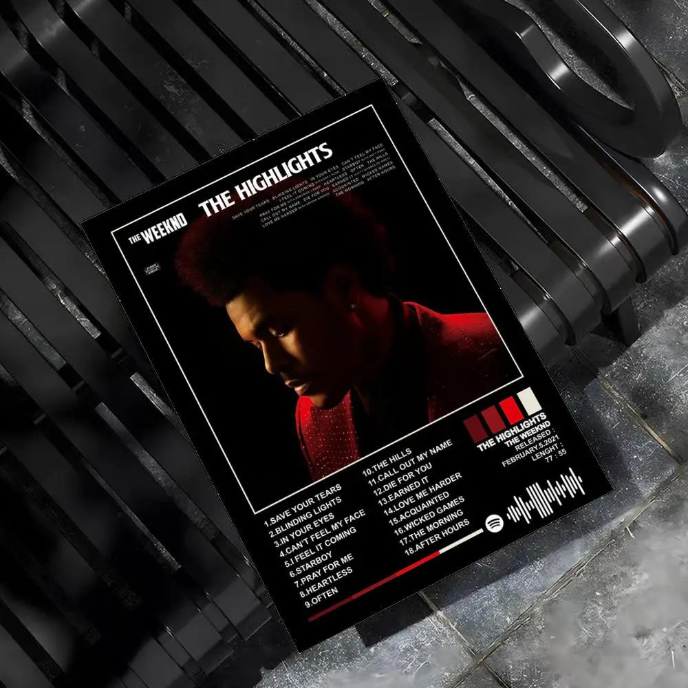 Music Album T-The Weeknd Hip Hop Poster Wall Art Poster Sticker for Living Room Bedroom Bar Home Decor Mural Painting Decoration
