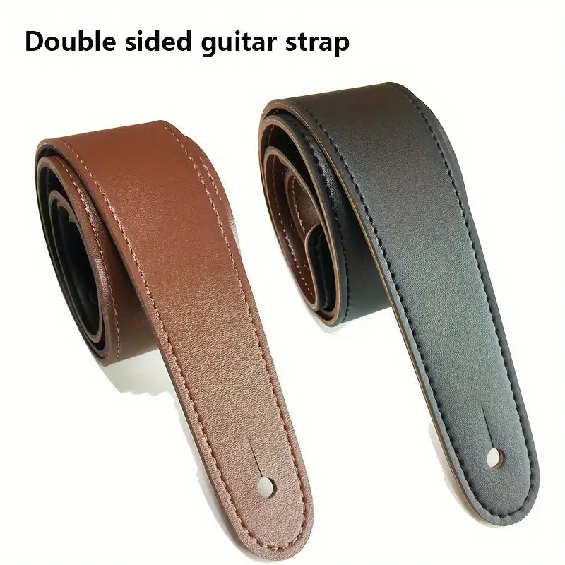 Leather Guitar Strap 2.36’’ Width Double Side Wear Adjustable Strap from 46.47’’ to 53.54’’ for Electric Acoustic Bass Guitars