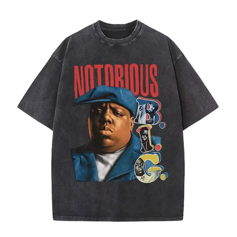 Rapper The Notorious Big L Lifestylez of The Poor and Dangerous Vintage Washed T-shirt Biggie Smalls Tshirt Men’s Hip Hop Tees