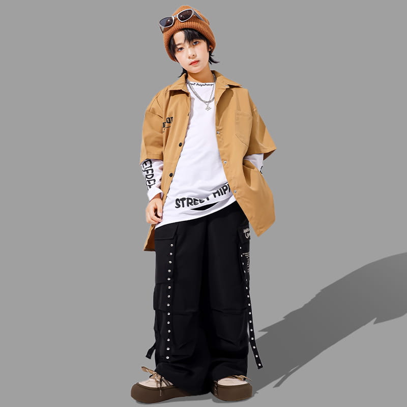 Kids Hiphop Dance Rapper Clothes Outfit Japanese Boys Hip-hop Style y2k Streetwear Accessories Child Fashion Performance Costume