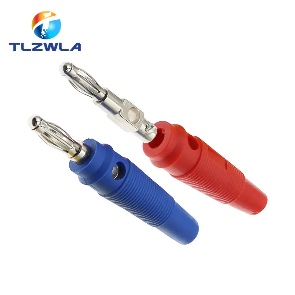 5PCS 4MM Banana Plugs Connector Solderless Video Musical Speaker Stackable Cable Wire Pin Banana Plug Connectors Red Black Blue