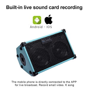 Coolmusic-Battery Powered Acoustic Guitar Amplifier Ukelele Portable Outdoor Smart Speaker with Microphone Rechargeable 80W