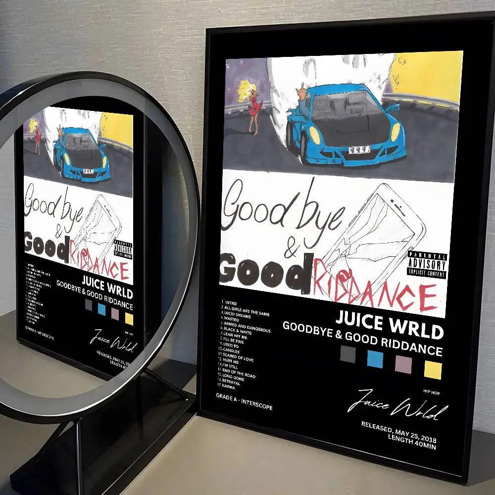J-Juice WRLD Hip Hop Rap Singer Music Album Poster Painting Stickers Dorm Living Room Wall Decoration Gift Home Art Aesthetic