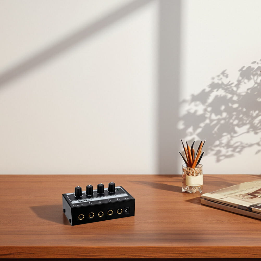 Recording Studio Headphone Amplifier Metal Channel Office Headphone Splitter Mini Audio Amp Supply Eu Plug