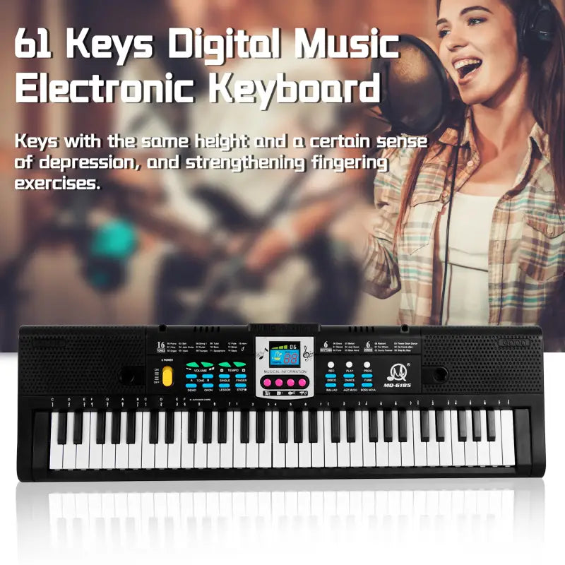 61 Keys Digital Music Electronic Keyboard Kids Multifunctional Electric Piano for Piano Student with Microphone Function