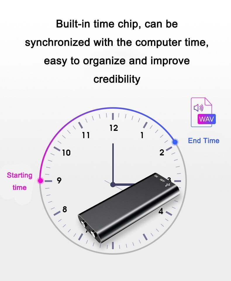 16/32GB Digital Dictaphone Audio Voice HD Noise Reduce Recorder MP3 Player Recording WAV Smallest Mini USB Pen Voice Activated