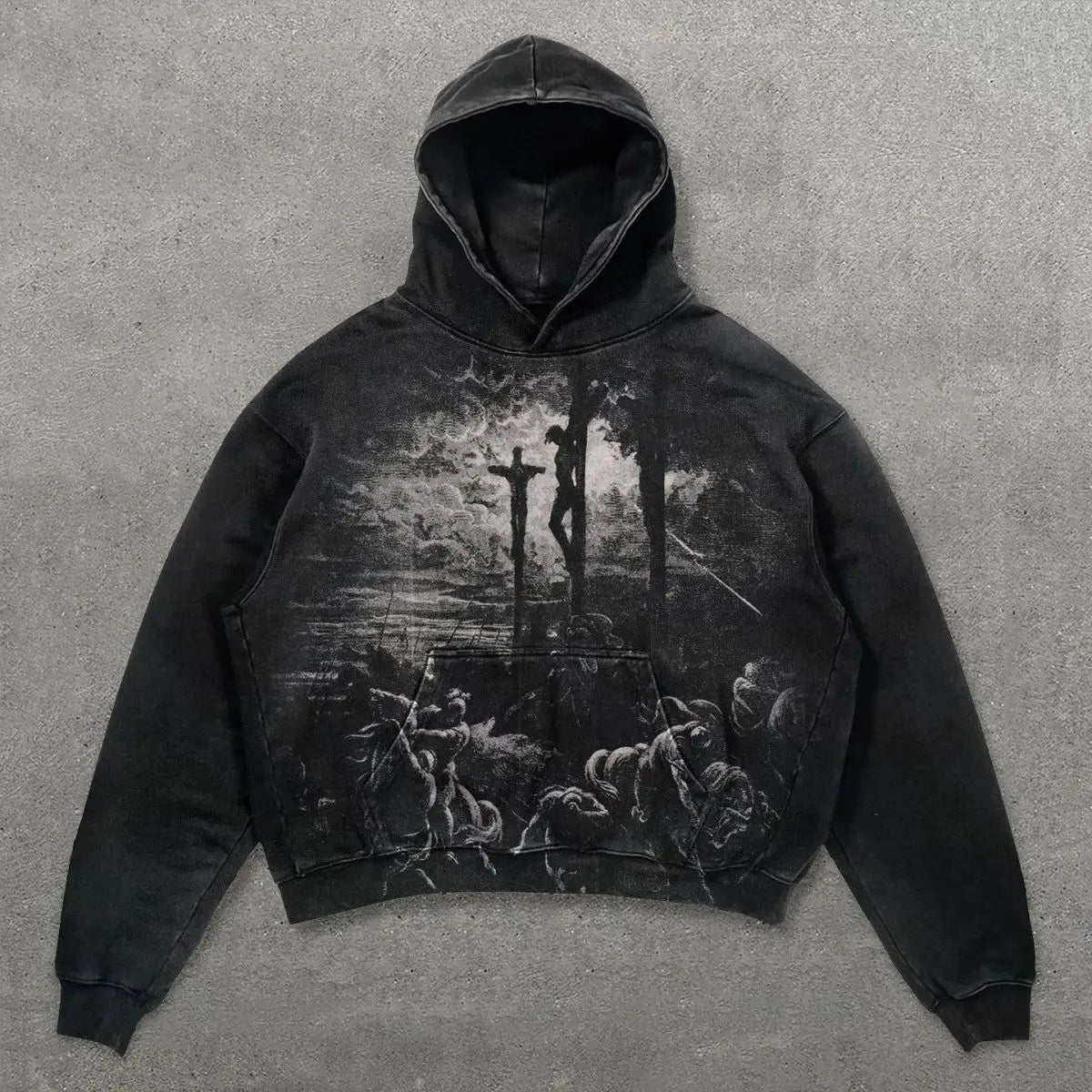 New Rock American Style Sweatshirts for Men Loose Hip Hop Y2k Clothes Korean Harajuku Fashion Simple Man Hoodies Novelty