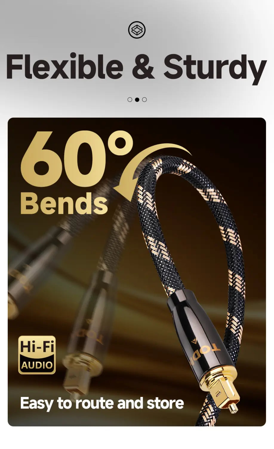 TODN HiFi Optical Audio Cable Digital Fiber Optical Toslink S/PDIF Gold Plated Plug Surround Sound System for TV PS4 Xbox CD