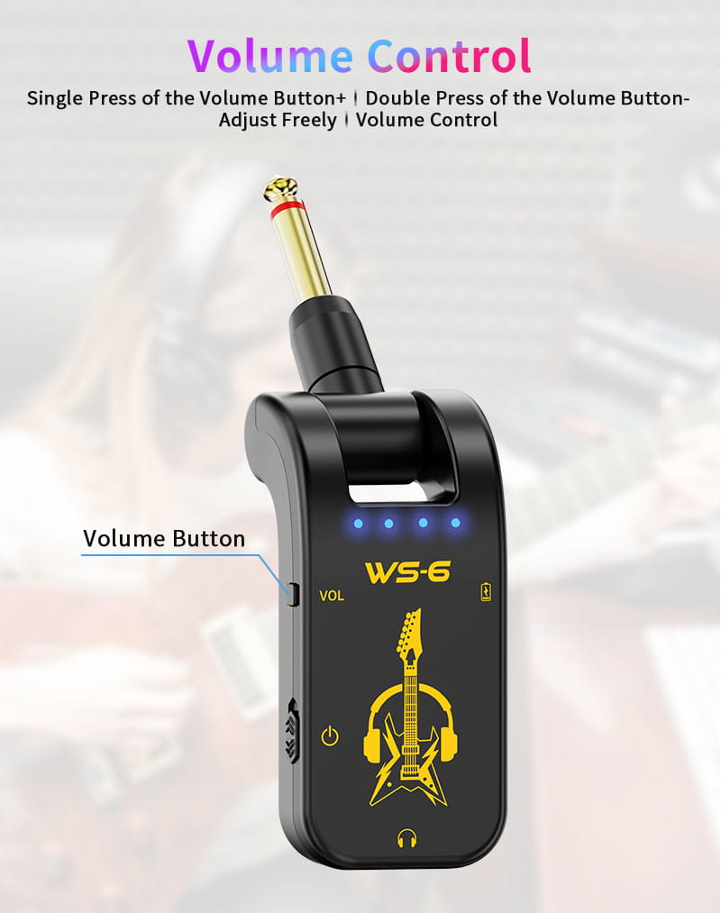 Portable Guitar Headphone Mini Amp with Rechargeable Lithium Battery & Swivel Audio Jack – Perfect for Guitar Practice