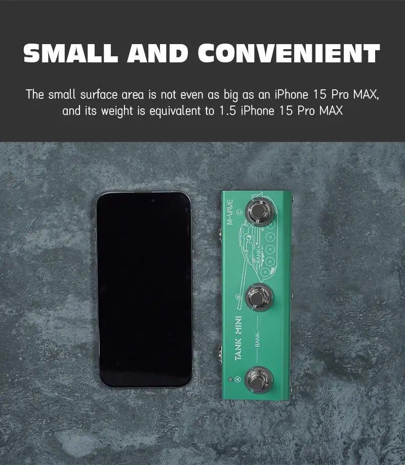 M-VAVE Tank Mini Guitar Multi-effects Pedal Processor Built-in Cab Amp Mod FX Delay & Reverb Effects Support IR & OTG Recording