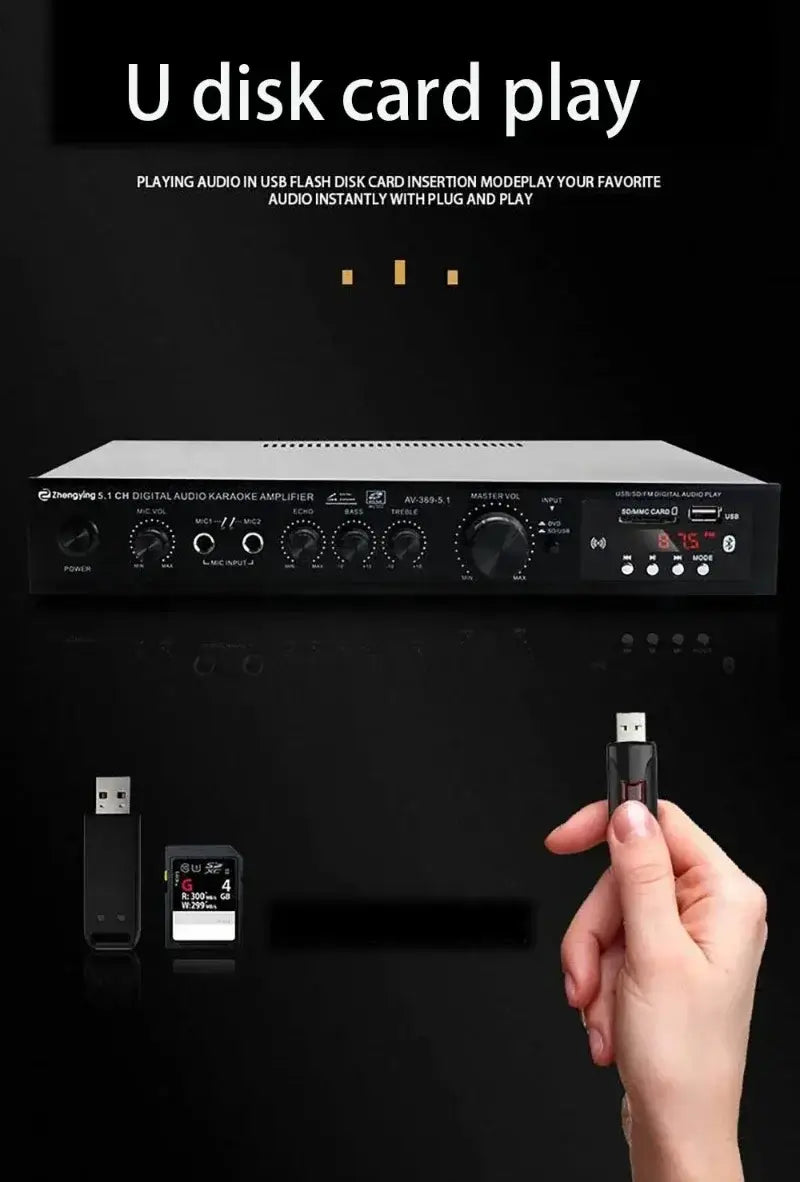6 Channel Bluetooth 5.1 Sound Speaker AMP,Stereo Audio Amplifier Receiver,Home Theater Audio Stereo System Components