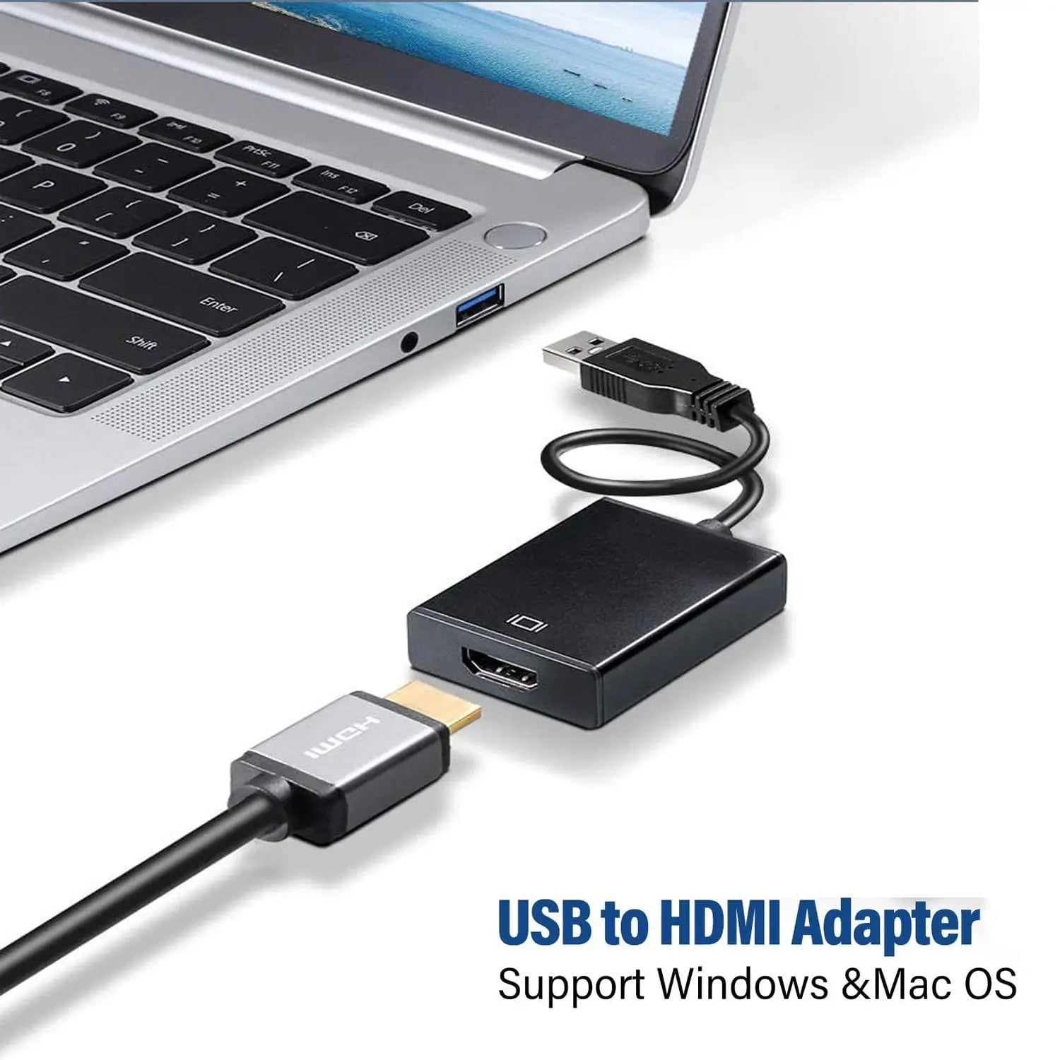 USB 3.0 to HDMI Adapter 1080P USB To HDMI-Compatible Video Converter External USB Adapter Video Adapter Cable for Desktop Laptop