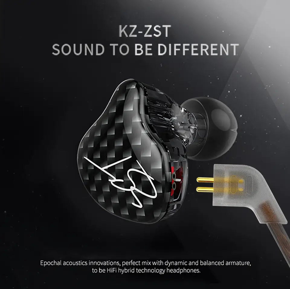 KZ ZST Wired Earphone Detachable Cable In Ear Monitor Noice Cancelling Headset HiFi Music Sport Game Phone Earbuds Headphones