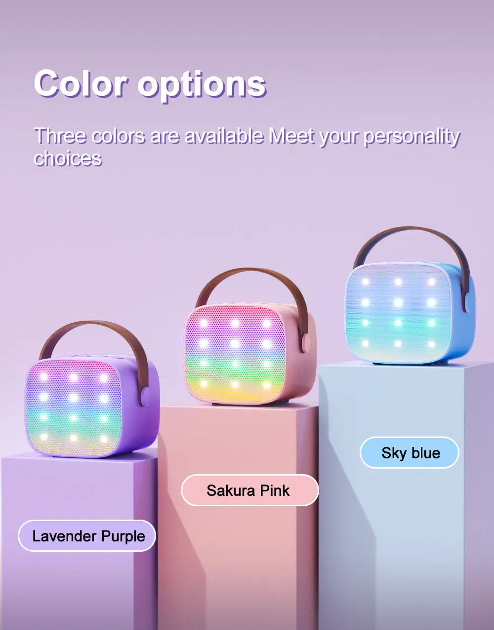 Haomuren Mini Karaoke Machine Portable Bluetooth 5.3 PA Speaker with Wireless Microphones for Home Family Singing Gift K12