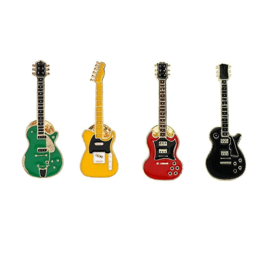 Clothing Accessories Rock Band Guitar Brooch Funny Cartoon Guitar Lapel Badge Metal Guitar Enamel Pins Denim Shirt