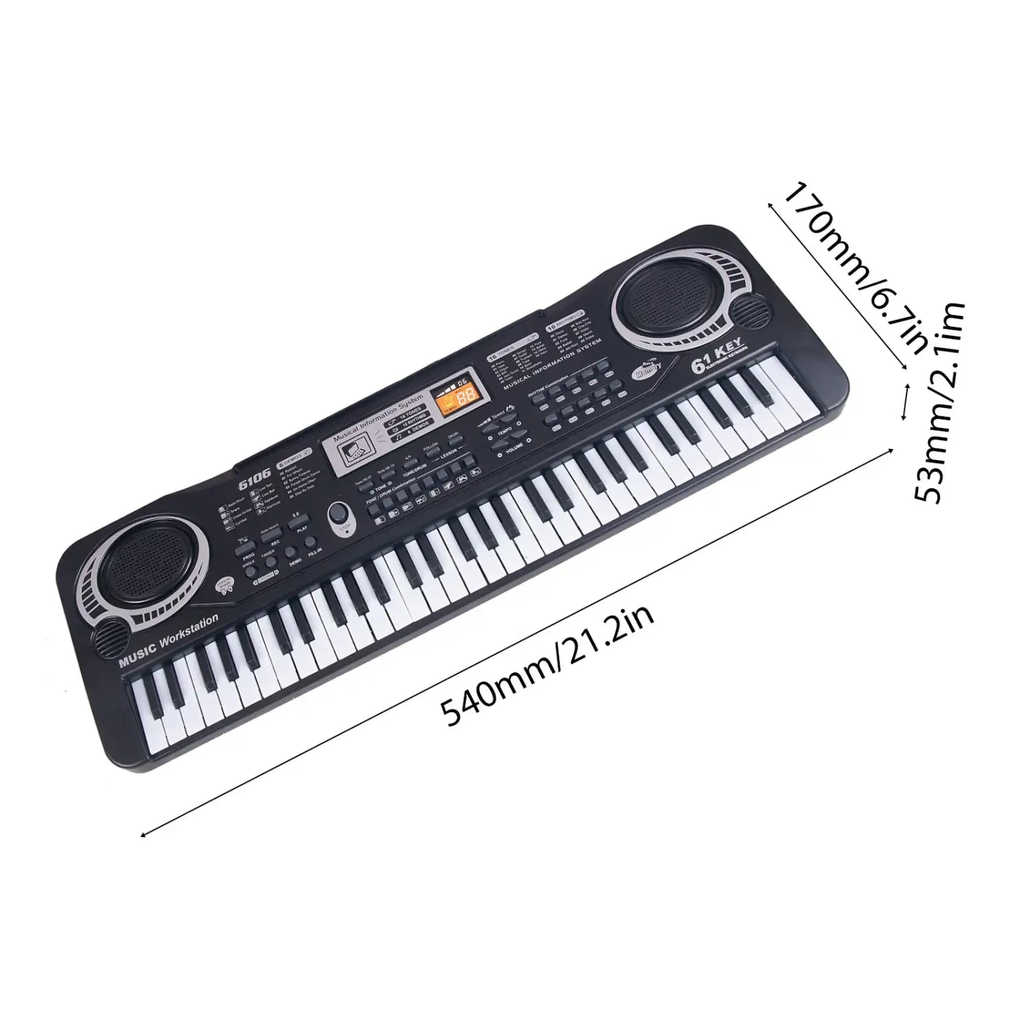 Black Electronic Keyboard 61 Keys Black Digital Music Electronic Keyboard Electric Piano Kids Musical Instrument