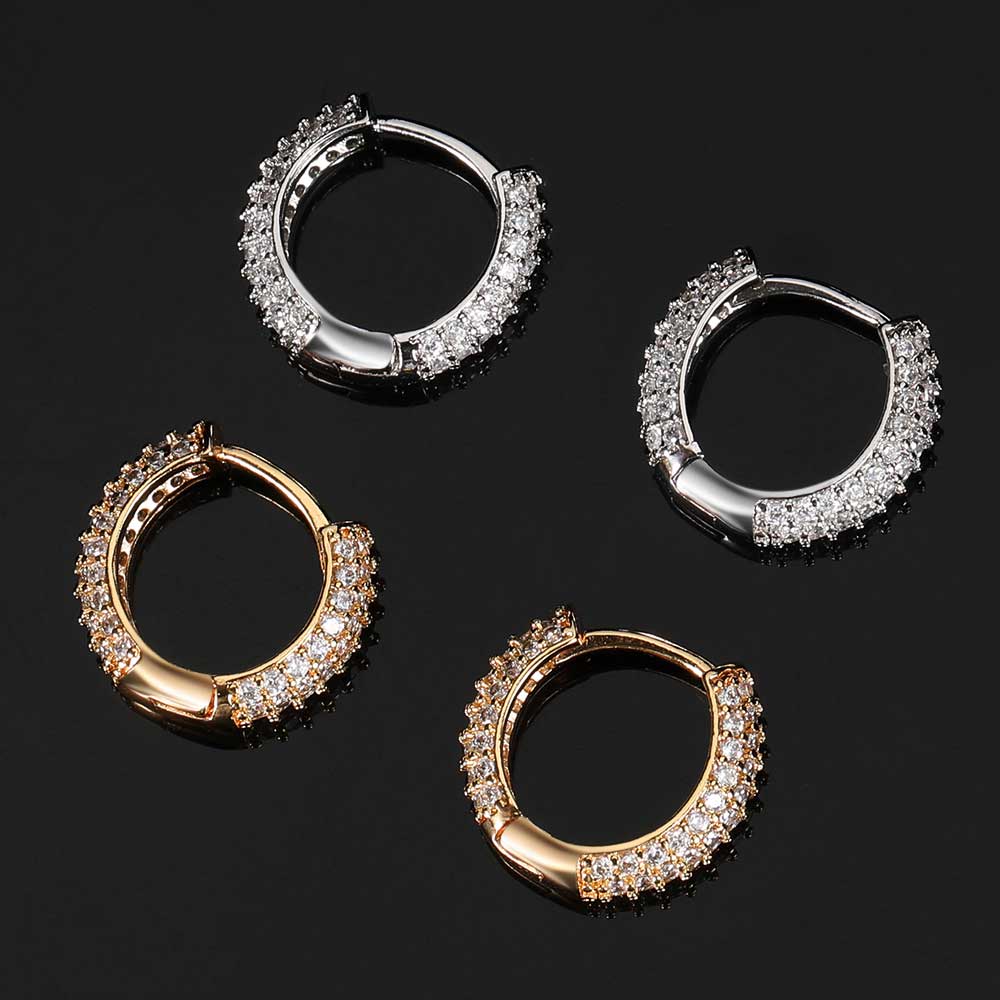Simple Fine Jewelry Earrings Personality Micro Insert Zirconia Earrings Hip Hop Geometric Ice Out Hoop Earrings Men