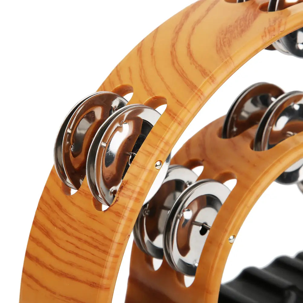 Double Row Handbell Tambourine Metal Jingles with Ergonomic Grip Percussion Instrument Double Row Jingles Handbell Tambourine