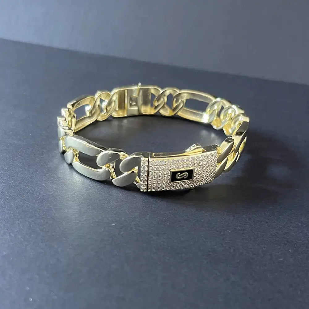 New hip hop Cuban bracelet Monaco hip hop bracelet 14K gold-plated copper unisex available for wholesale.