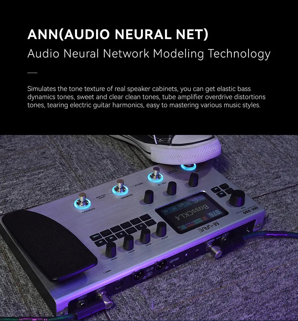 M-VAVE MK-300 Guitar Bass Multi-Effect Processor with 150s Looper 128 Drums MIDI DAW 120AMP 10h Battery ANN Neural Modeling