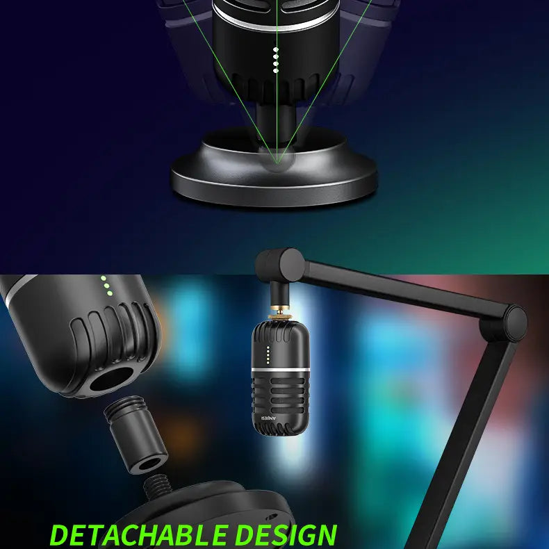 USB Dynamic Microphone for Gaming RGB Light for Live Streaming on Desktop Laptop Computer Smartphone Podcasting Studio Recording