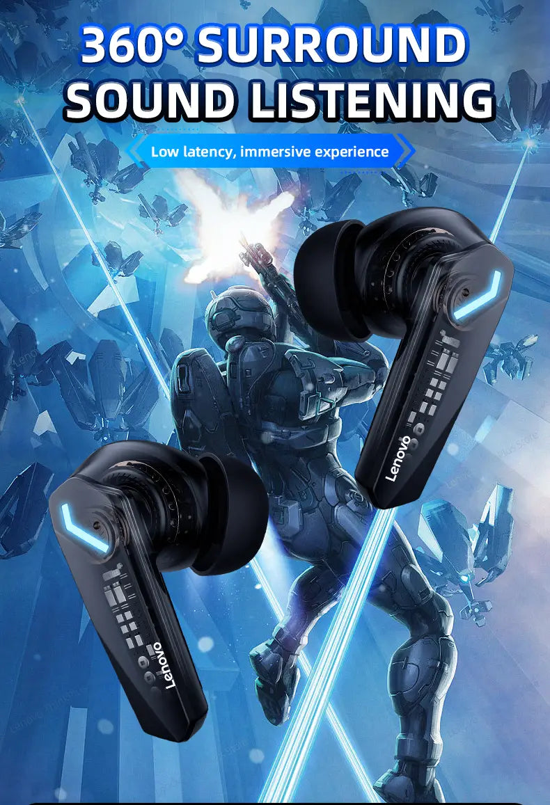 Lenovo GM2 Pro Headphones Wireless Bluetooth 5.3 Earphone Dual Mode HD Call with Mic Gaming Music Headset Waterproof Earbuds