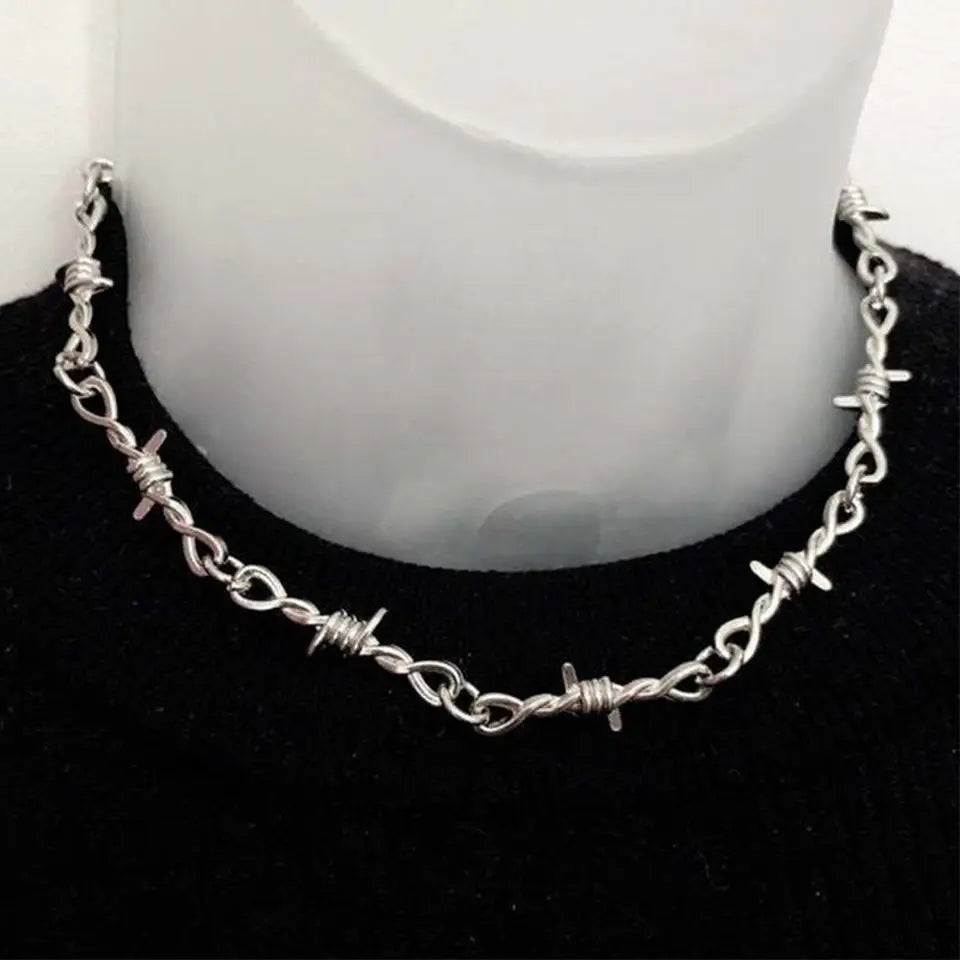 Fashion Iron Unisex Choker Necklace Women Hip-hop Gothic Punk Barbed Wire Little Thorns Chain Choker Jewelry Gifts