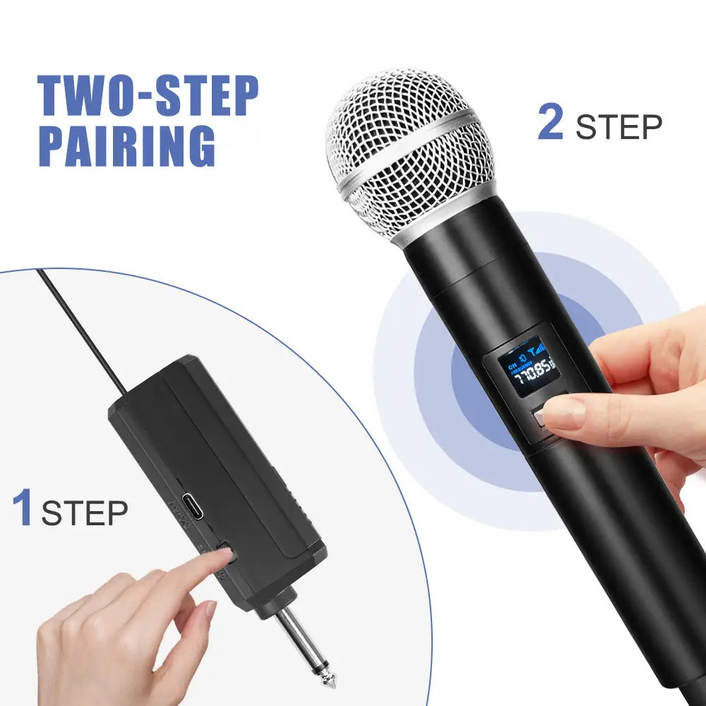 Wireless Microphone Dynamic Handheld Microphones Karaoke Microphone Mic with Rechargeable Receiver for Wedding Party Church Club
