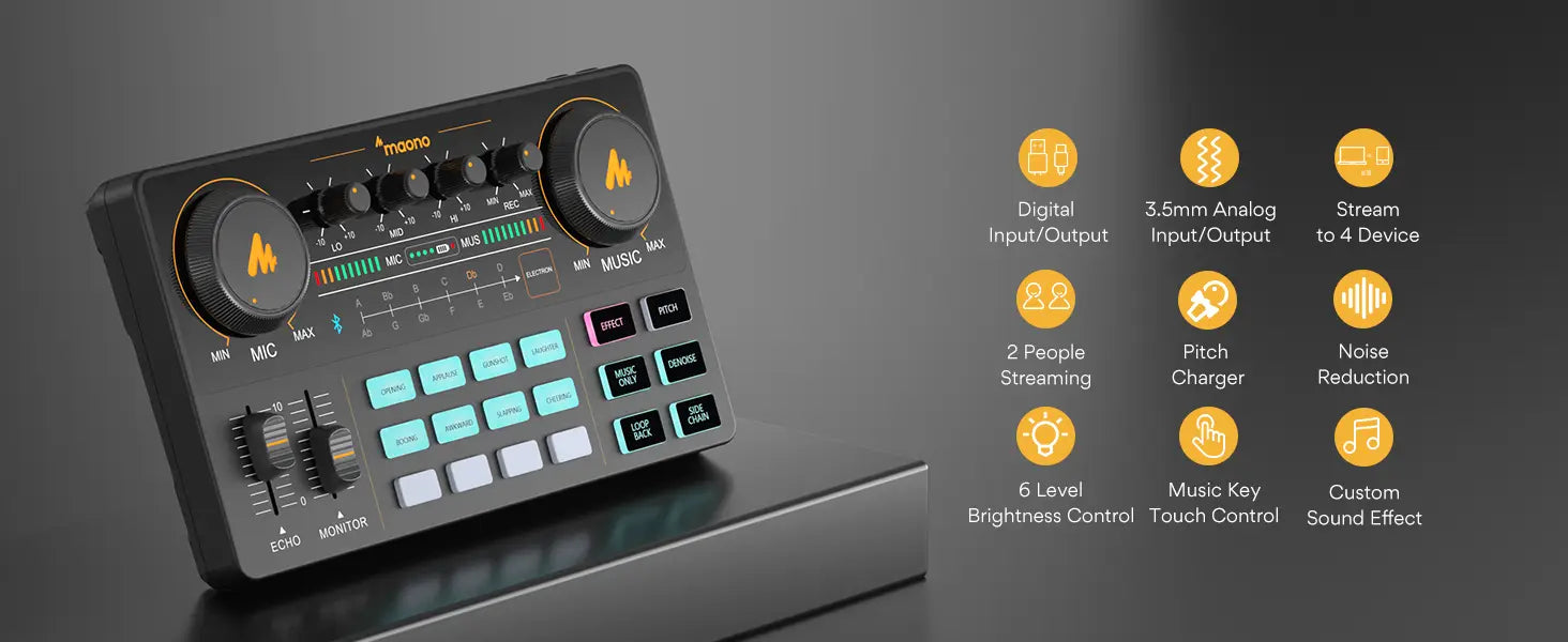 MaonoCaster AM200-S1 Audio Interface Podcast Studio Sound Card Kit with Microphone for Live Streaming Recording Youtube PC\Phone