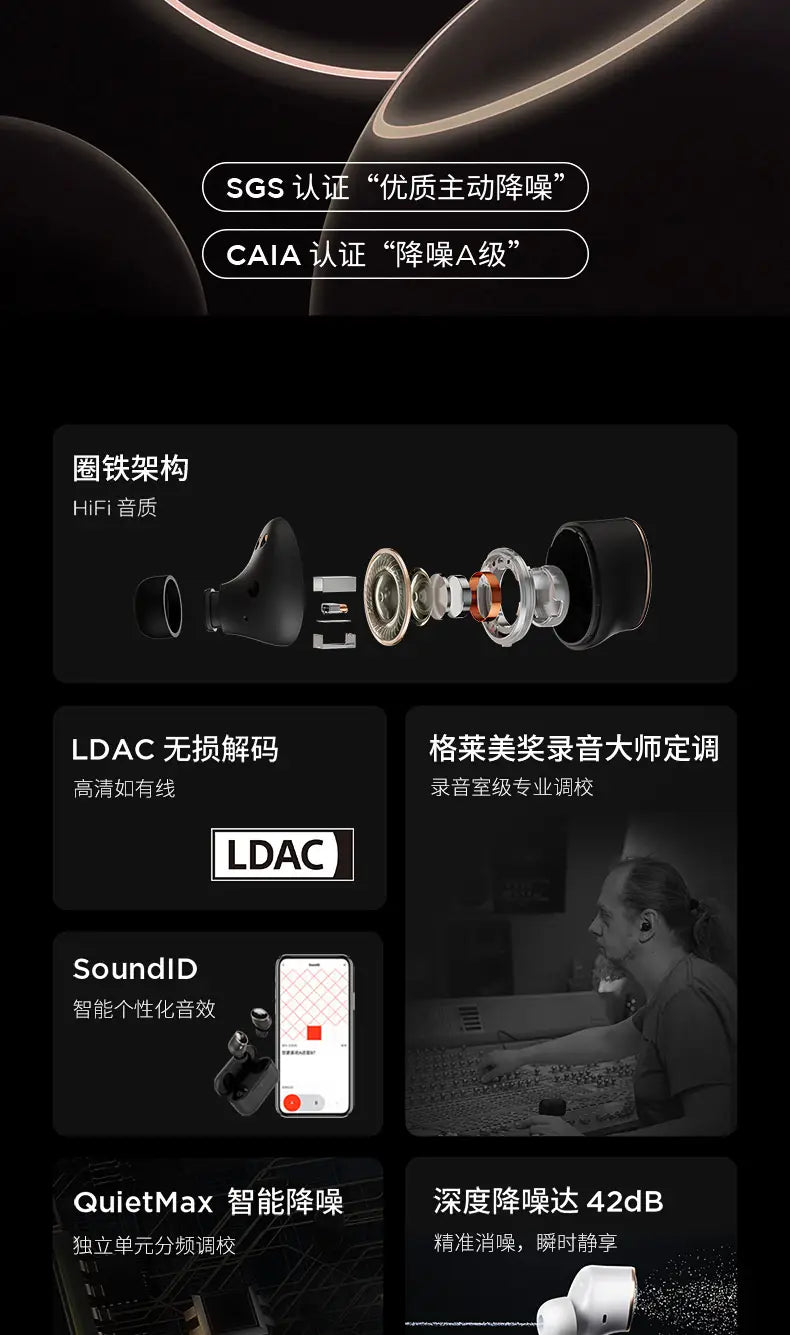 Original EVO SoundID 12 Music Equalizer Customn EQ Earbuds ANC Headphones Wireless 1MORE MUSIC APP Control Earphones