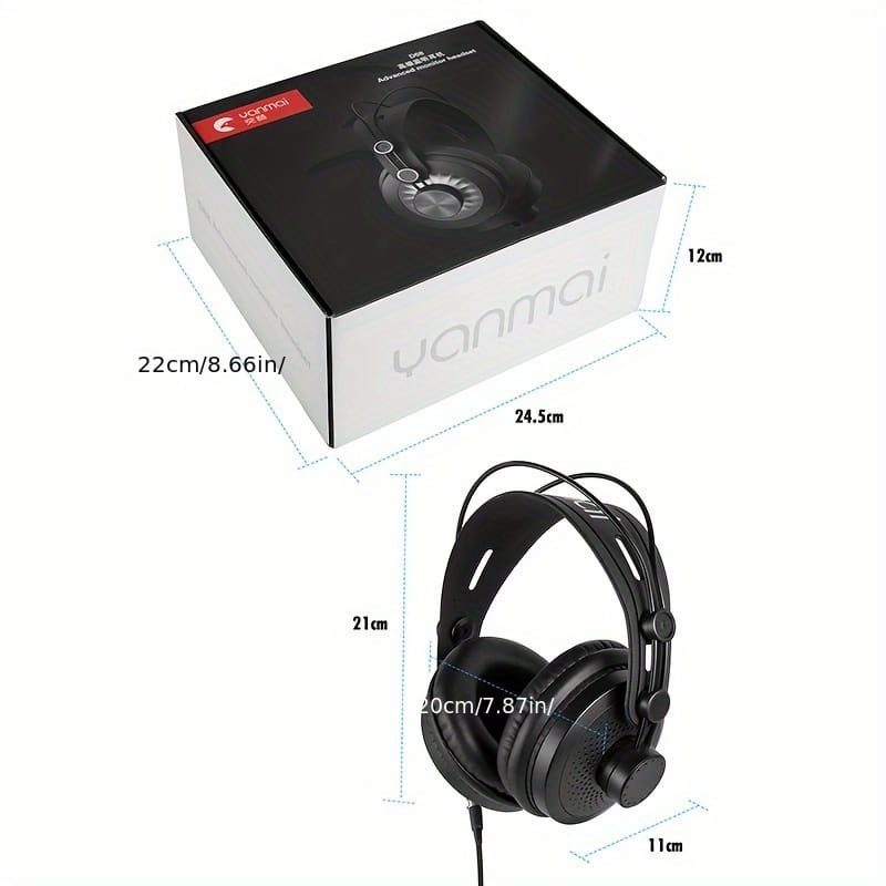 Professional Studio Monitor Headphones，Wired，Over-Ear Style, Suitable recording、Podcasting、DJ、Music and guitar，3.5 Millimet
