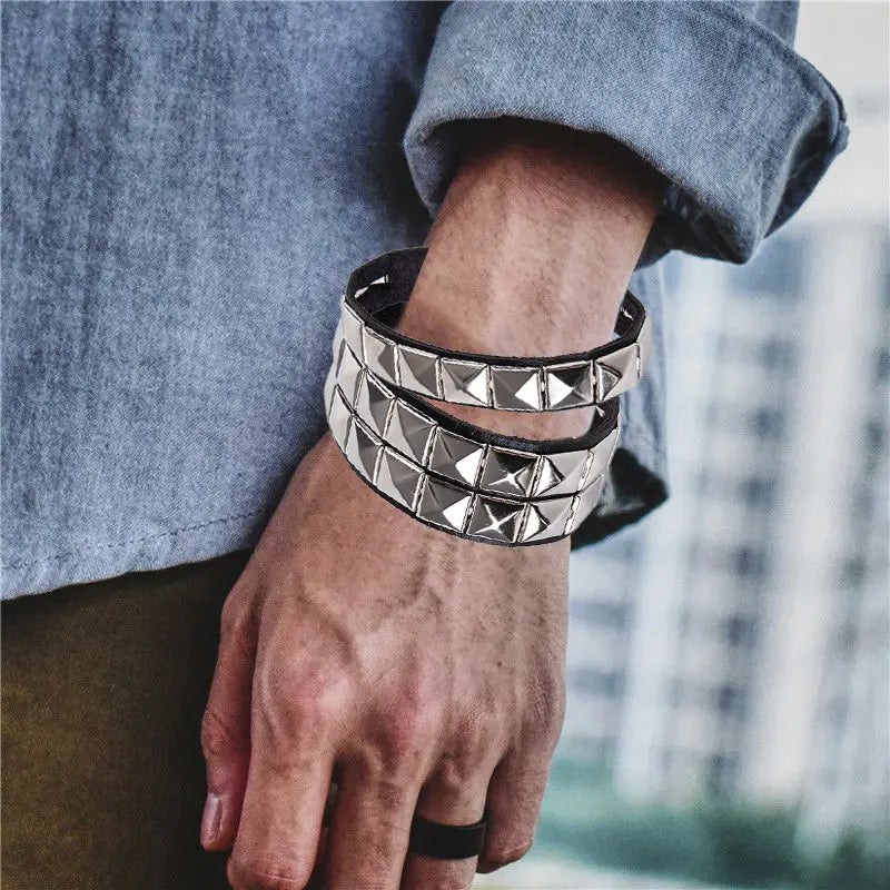 Punk Hip-Hop Gothic Nail Bracelet Rivets Casual Couple Bracelet Party New Year’s Christmas Valentine’s Day Birthday Gift