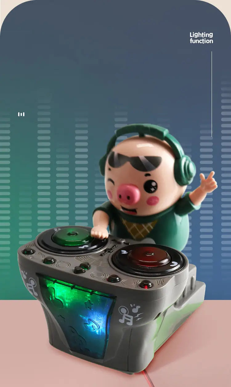 Children’s Dancing Rock DJ Pig Electric Toys Cartoon Piggy Dolls Disc Swing With Lights Music Toys for Boy Girl Christmas Gifts