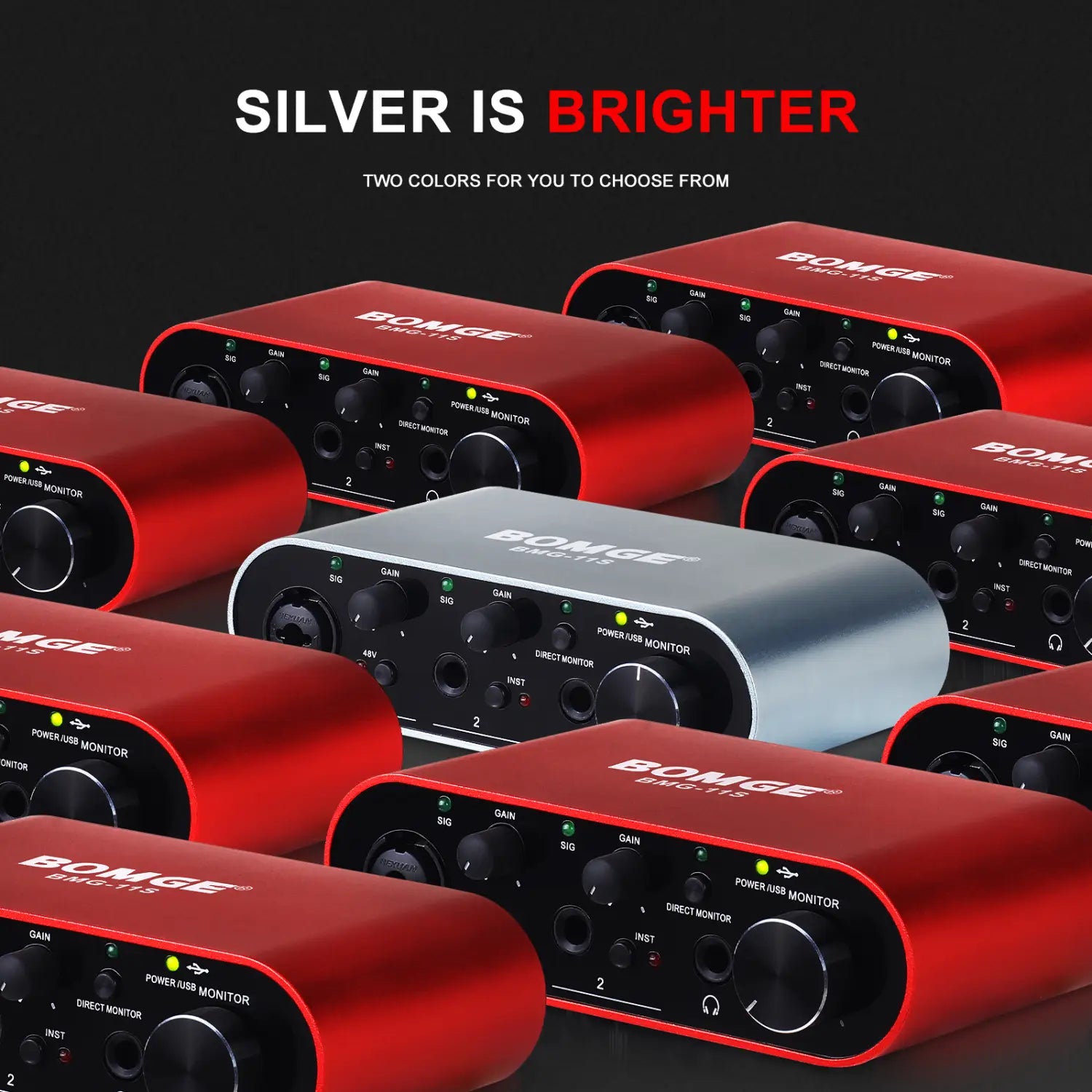 BOMGE BMG-11S Audio Interface 24-bit/192kHz Professional Sound Card And Monitor Headphones Amplifier Are Used For Live Recording