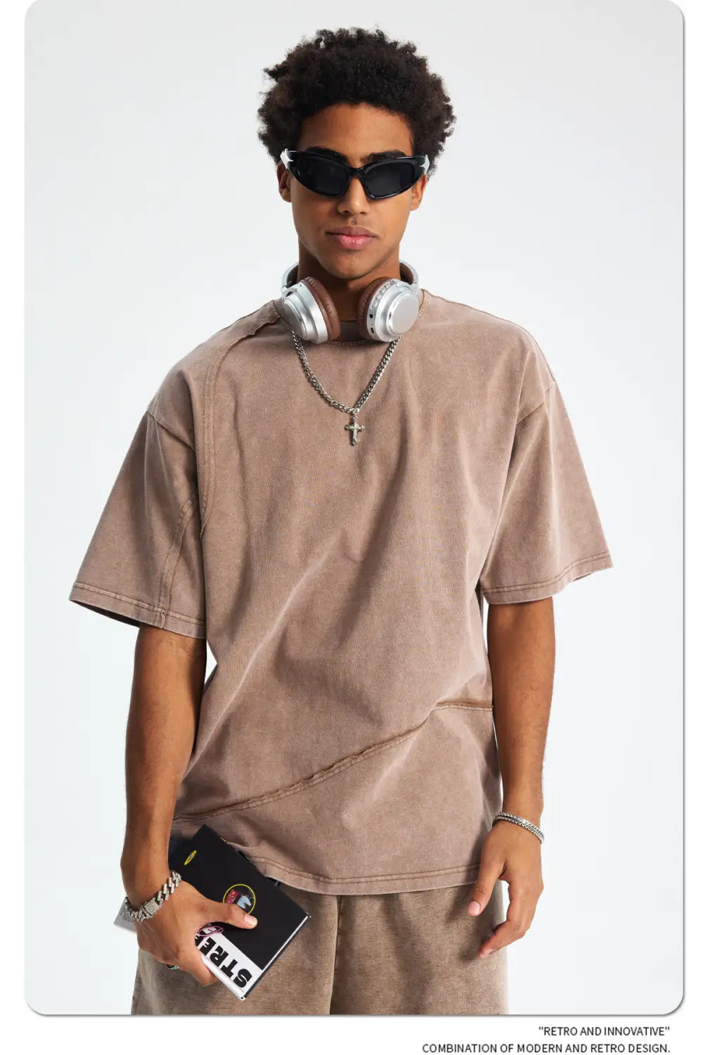 Hip Hop Wax Printing Washing Men’s Short Sleeve Tee Oversized Distressed Round Neck Man Cotton T Shirts Top Quality Raw Edges