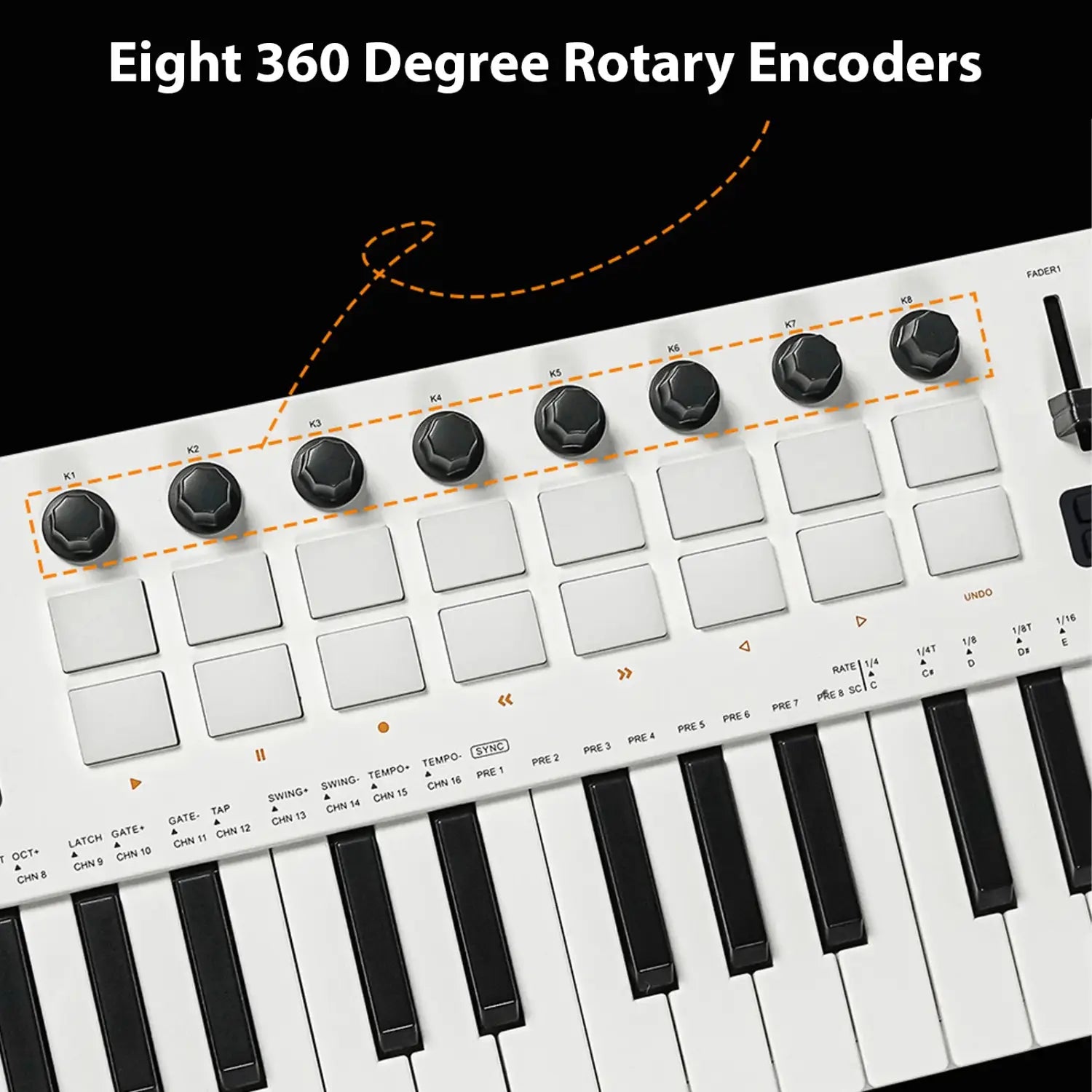 M-VAVE SMK-37 Pro Keyboard MIDI Controller w/Built-in Synthesizer|16 RGB Backlit Drum Pads,8 Knobs,4 Sliders/Music Production