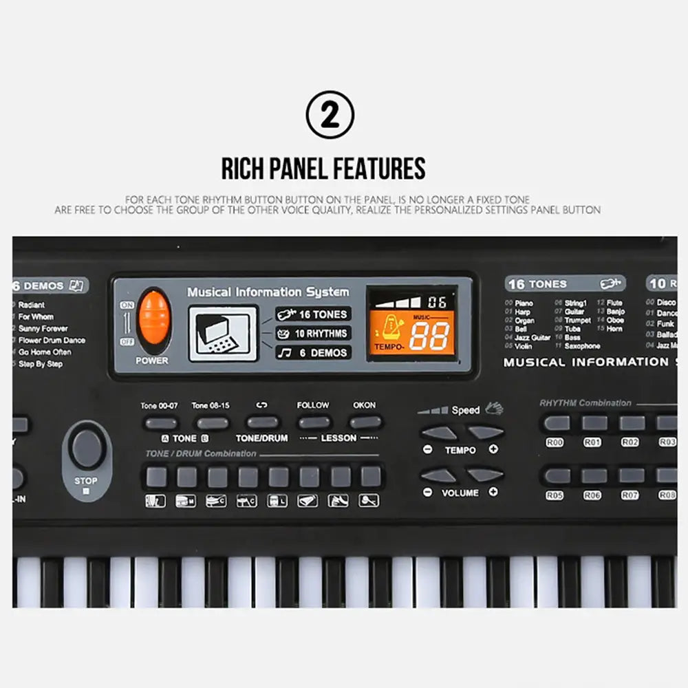 Kids Electronic Piano Keyboard Portable 61 Keys Organ with Microphone Education Toys Musical Instrument Gift for Child Beginner