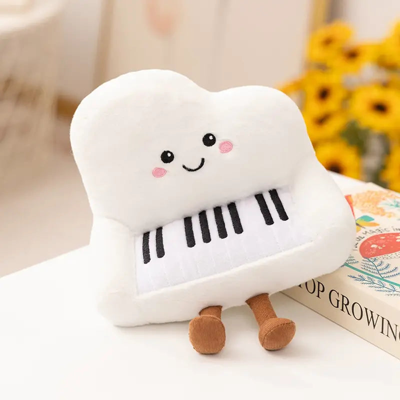 Musical Instrument Series Plush Toy Stuffed Soft Doll Cute Piano Saxophone Bass Guitar Chinese Zither Pipa Pillow Creative Gift