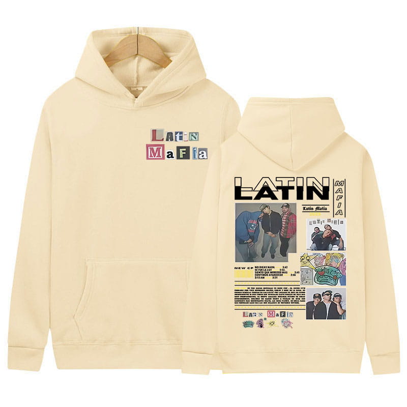 Rapper LATIN MAFIA Tour Album Graphics Hoody Men’s Clothing Y2K Hip Hop Oversized Sweatshirt Fashion High Quality Fleece Hoodies