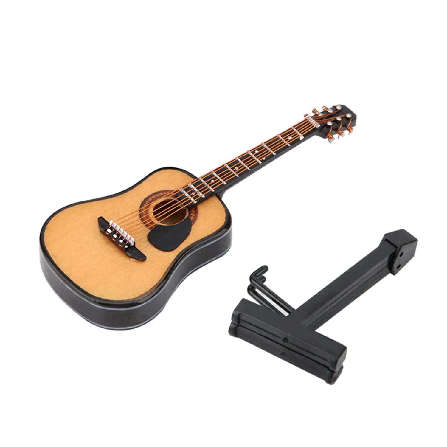 10cm 16cm Miniature Guitar Model Display Wooden Musical Instrument Ornaments Craft with Stand Case Home Desktop Decoration