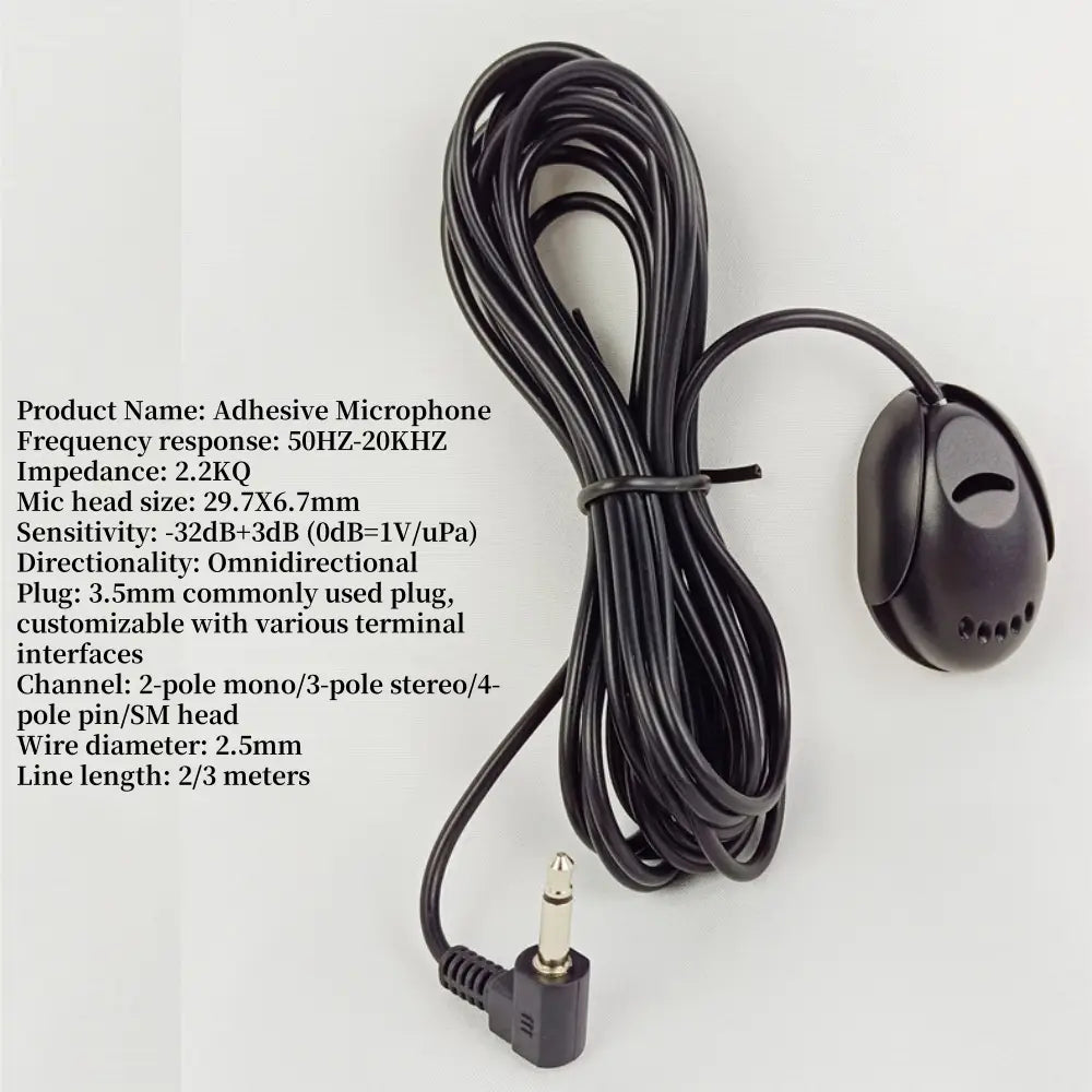 Mini Car Microphone 3.5mm Wired microphone for car stereo Audio hands-free Mic For DVD Radio Player Paste Type mini microfono