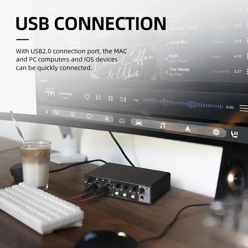 MD22 Professional Audio Sound Card Monitor 24-bit/192KHz AD Converter for Electric Guitar Recording Studio Live Streaming