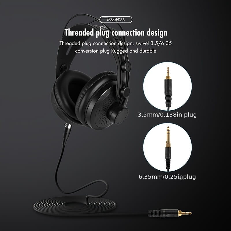 Professional Studio Monitor Headphones，Wired，Over-Ear Style, Suitable recording、Podcasting、DJ、Music and guitar，3.5 Millimet
