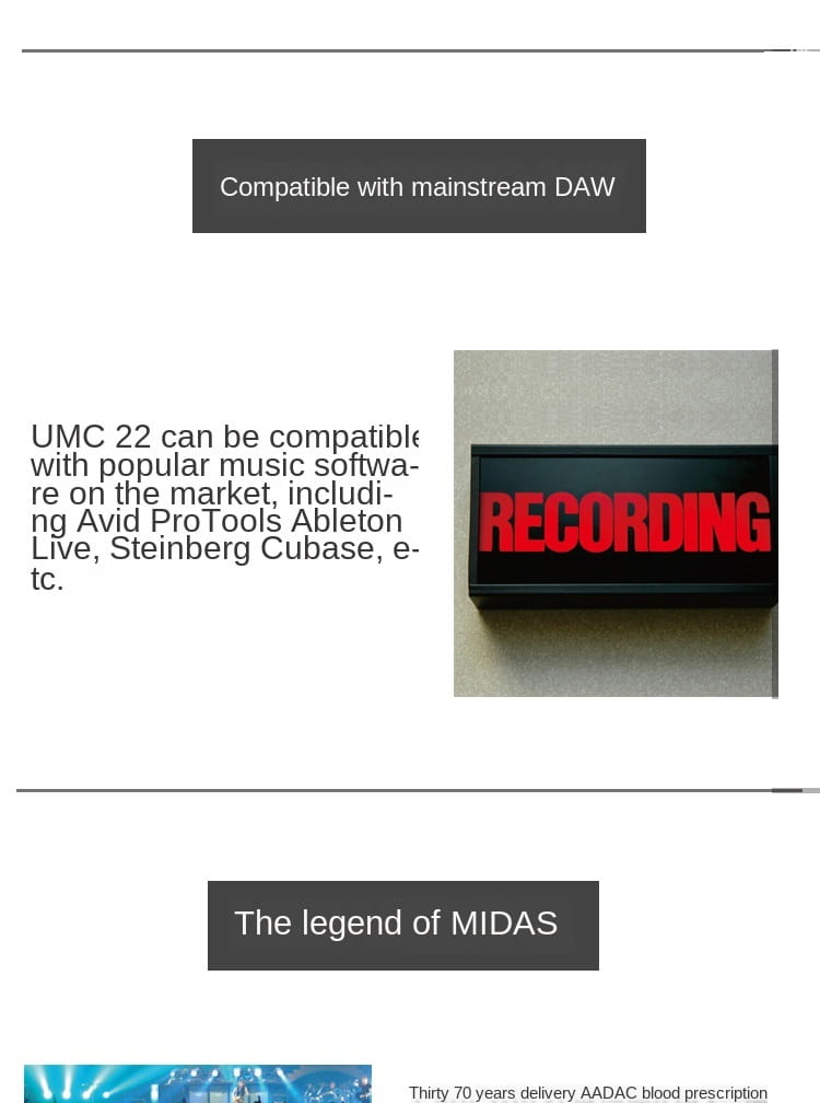 Hot Sell Promotion BEHRINGER UMC22/ UM2/UMC202HD Microphone Amplifier Live Recording External Sound Card USB Audio Interface